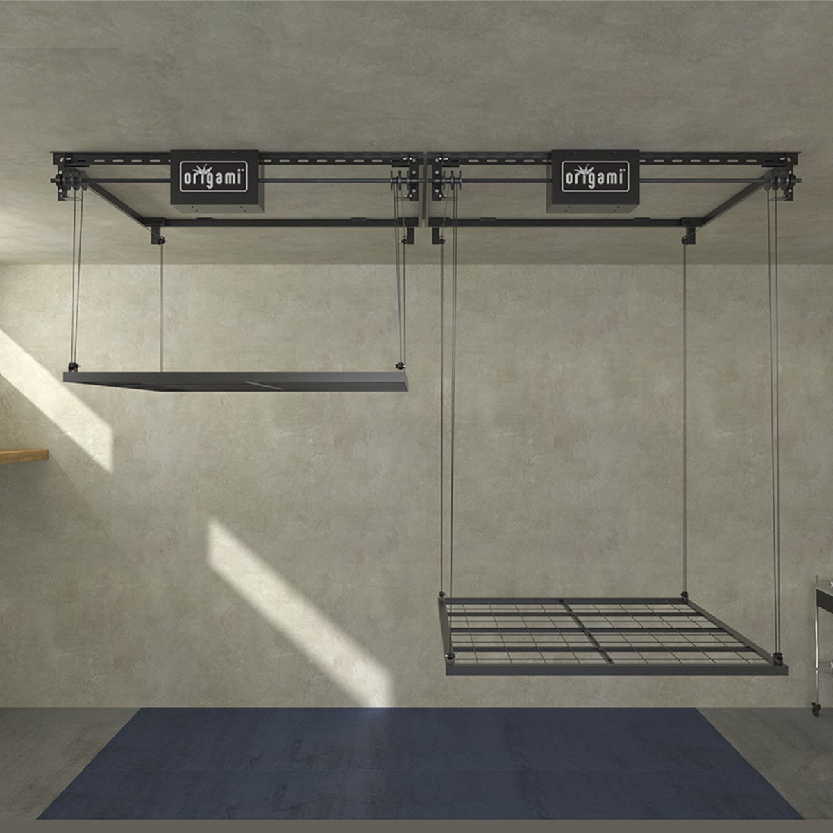 Origami Motorized Garage Storage Shelf | The Container Store